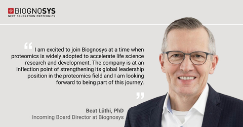 thumbnail Beat Lüthi, Ph.D. – Biognosys' Newly Appointed Board Director. (Photo: Business Wire)