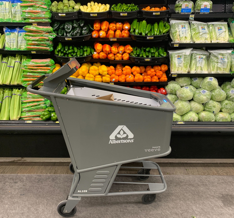 Veeve Smart Carts will be available across select Albertsons Companies stores this year, giving customers a fast and contactless way to shop. (Photo: Business Wire)