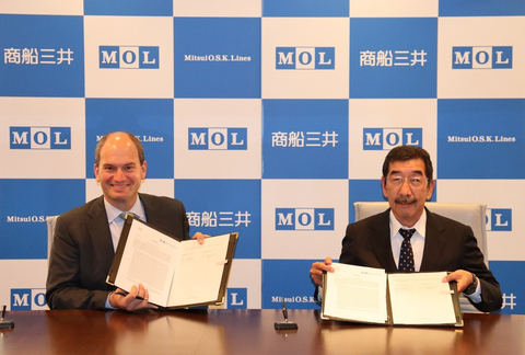 [L-R] Thomas Meth, Chief Commercial Officer of Enviva and Kazuhiko Kikuchi, President of MOL Drybulk at the signing ceremony on May 18, 2022. (Photo: Business Wire)