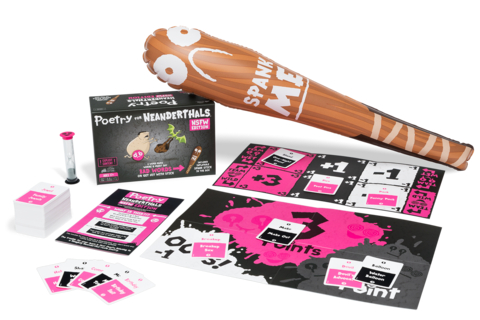 Exploding Kittens, the hit tabletop game creator, today announced Poetry for Neanderthals: Not Safe for Work Edition, a word-guessing party game with an after-hours twist. As Exploding Kittens’ fastest growing franchise, the NSFW sequel forces players to only use single-syllable words to describe the complex, and sometimes inappropriate, terms, or get bopped with a 2-foot inflatable Slap Stick. (Photo: Business Wire)