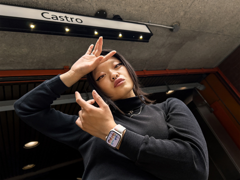 Experimental street dancer Jin Lee Baobei, wearing the new Pride Edition Sport Loop band for Apple Watch, shot on iPhone 13 Pro by Collier Schorr. “Pride is an essence that affirms: however you decide to change, grow, and show up is enough,” Baobei says. (Photo: Business Wire)