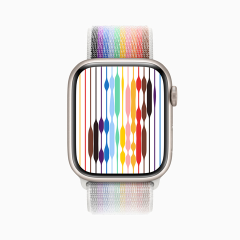 Mirroring the woven loops of the Pride Edition Sport Loop band, vibrant strands come together in the Pride Threads watch face to represent the strength and support of the LGBTQ+ movement. The strands move as the Digital Crown is rotated or the display is tapped. (Photo: Business Wire)