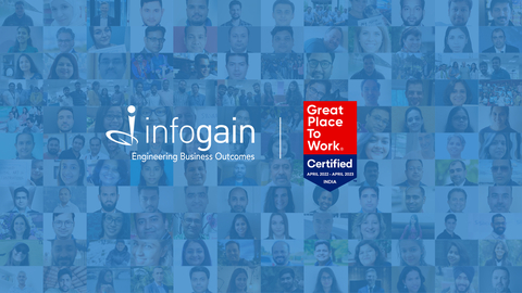 Infogain, a human-centered digital platform solutions leader, is proud to announce that it has been Certified™ by Great Place to Work® in India. The certification is based on anonymous feedback and demonstrates Infogain’s excellence across the five dimensions of the Great Place to Work® Trust Index©: credibility, respect, fairness, pride, and camaraderie. (Graphic: Business Wire)