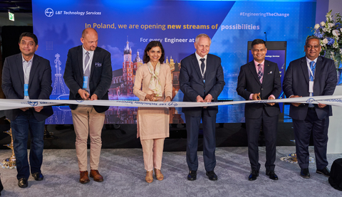 Seen in the picture (from right to left): Jagyan Mishra, Delivery Head (Europe) at LTTS, Abhishek Sinha, Chief Operating Officer and Member of the Board at LTTS, Mr. Jerzy Muzyk, Deputy Mayor of the City of Krakow, Her Excellency Nagma Mohamed Mallick, Ambassador of India to the Republic of Poland, Mr. Lukasz S?oniowski, President of the Board at Investor Support Krakow and Rajkumar Ravindranathan, Chief Business Officer at LTTS, during the inauguration of the ER&D centre. (Photo: Business Wire)