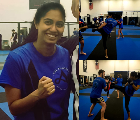 original Dr. Jo Varshney, CEO of VeriSIM Life, developing her skills practicing the martial arts discipline, Muay Thai. (Photo: Business Wire)