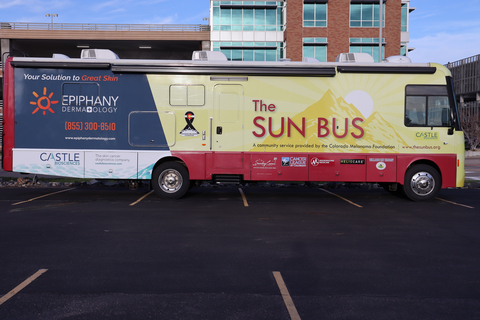 The Sun Bus, a community project originally launched in Colorado to provide FREE skin screenings, skin cancer awareness, and sun safety education, is now expanding its services to the Midwest through its partnership with Epiphany Dermatology. (Photo: Business Wire)