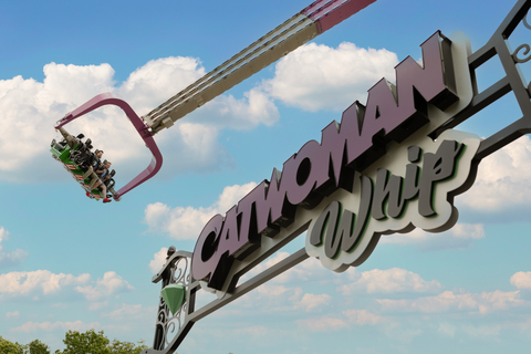 The much anticipated CATWOMAN Whip at Six Flags St. Louis spins riders first one direction and then another, 164-ft in the air at 52 mph. This ride delivers plenty of airtime as the open air pods spin independently and unpredictably with each rotation of the massive arm and gives a little different ride experience each time. (Photo: Business Wire)