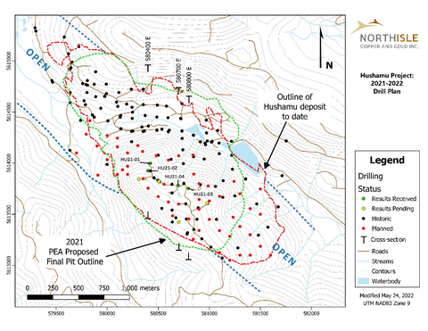 Figure 2: Hushamu Deposit Drilling Plan Map