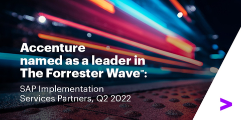 Accenture is recognized as a leader in The Forrester Wave™: SAP® Implementation Services Partners, Q2, 2022. (Graphic: Business Wire)