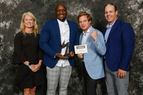 Grovara Co-Founders Abu Kamara (second from left) and Peter Groverman (third from left) celebrate their Enterprise Award in the Technology Emerging category from the Philadelphia Alliance for Capital and Technology on May 24, 2022. Also pictured are Bank of America Managing Director Betsy Rath (far left) and Fox Rothschild Partner Michael Harrington (far right). (Photo: Business Wire)