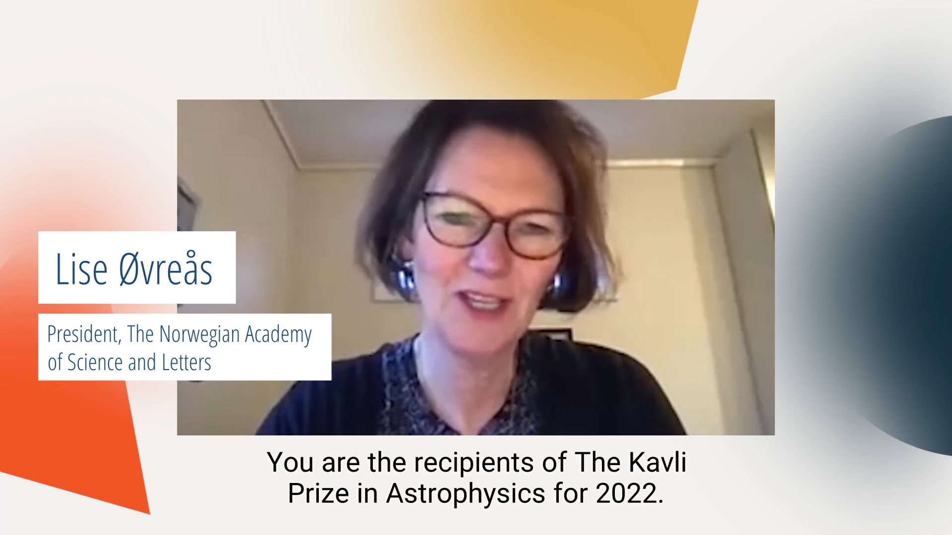 Watch three scientists being informed by the Norwegian Academy of Science and Letters that they are this year's 2022 Kavli Prize Laureates in Astrophysics.