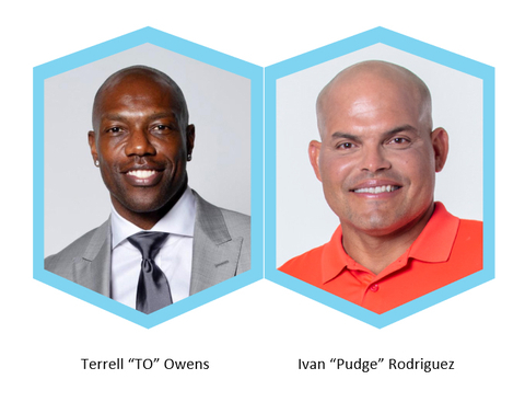 thumbnail Hall of Famers Terrell “TO” Owens and Ivan “Pudge” Rodriguez (Graphic: Business Wire)