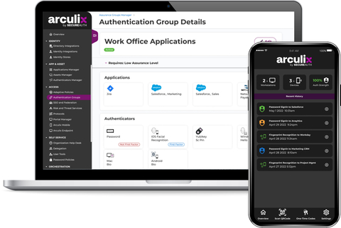 Arculix by SecureAuth empowers organizations to create secure and frictionless experiences for identities everywhere. SecureAuth user interface and mobile app for passwordless desktop SSO and continuous authentication for next-generation adaptive access and authentication. (Photo: Business Wire)