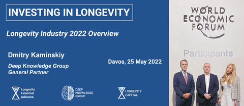 original Dmitry Kaminskiy, General Partner der Deep Knowledge Group, Stefan Hascoet, Leiter von Deep Knowledge Ventures Suisse, und Cecilia Yu, Managing Partner von Longevity.Capital, im Anschluss an Kaminskiys Grundsatzrede auf dem Davos Longevity Investment Summit während der Jahrestagung 2022 des Weltwirtschaftsforums (Grafik: Business Wire)