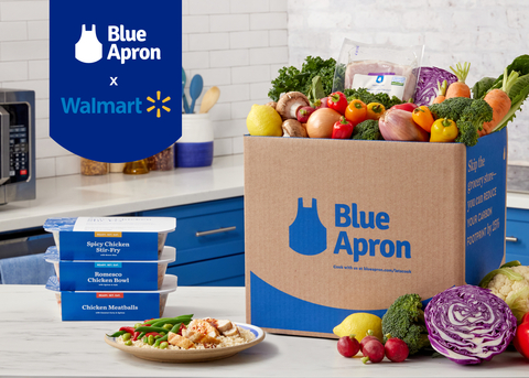 Blue Apron is launching a new offering on Walmart.com. Starting today, consumers can purchase a selection of meal kits without a subscription, from classic menu items to family favorite recipes. (Photo: Business Wire)