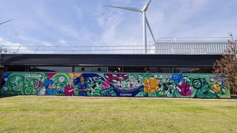 Street art mural found in Cramlington UK created by grassroots collective of London based female artists known as the WOM Collective (Photo: Organon)