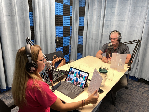 President and CEO of PGT Innovations Jeff Jackson being interviewed by Digital Learning and Analysis Administrator and Podcast Host for PGTI University Sherri Conner (Photo: Business Wire)