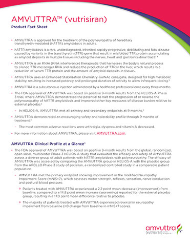 AMVUTTRA™ (vutrisiran) product fact sheet (Graphic: Business Wire)