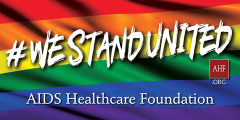 AHF's #WeStandUnited graphic will also be deployed at LGBTQ+ Prides nationwide throughout 2022 (Graphic: Business Wire)