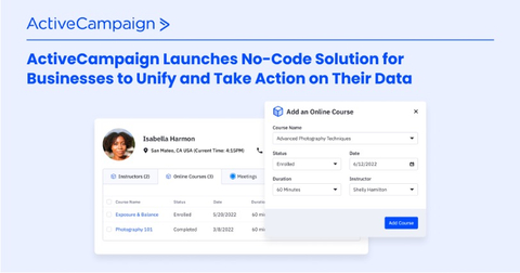 ActiveCampaign customers will now be able to build their own custom objects directly within the app, no coding required. (Photo: Business Wire)