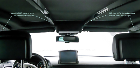 thumbnail USound’s products enable new audio system solutions for cars. The MEMS loudspeakers can be mounted in the vehicle's headliner to create acoustic sweet spots for each passenger. (Photo: Business Wire)