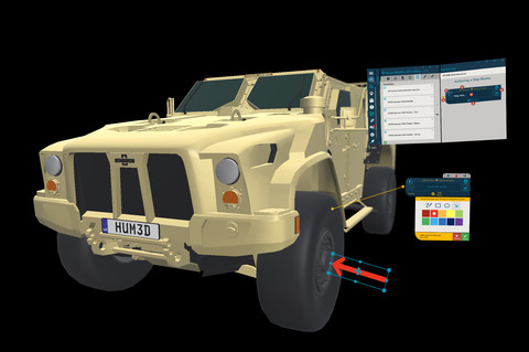 3D rendering of military vehicle in Manifest AR-enabled work-instruction platform. (Graphic: Business Wire)