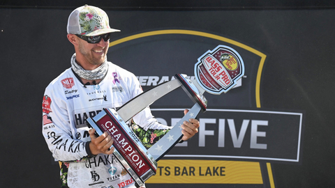 original Pro angler Ryan Salzman of Huntsville, weighed 13 bass totaling 24 pounds, 3 ounces, to earn his first Bass Pro Tour win and the top award of $100,000 at the General Tire Stage Five on Watts Bar Lake Presented by Covercraft in Spring City, Tennessee.