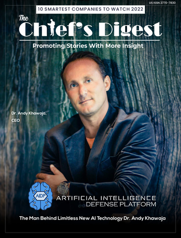 Andy Khawaja is featured in The Chief's Digest magazine along with his company, Artificial Intelligence Defense Platform. AIDP is listed as one of the "10 Smartest Companies to Watch 2022." Andy Khawaja is interviewed on his success and achievements. (Photo: Business Wire)