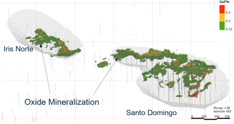 Figure 3 – Copper Mineralization in Oxide Zones at Santo Domingo and Iris Norte