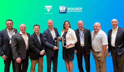 Mouser representatives receive awards from Vishay at EDS in Las Vegas. (Photo: Business Wire)