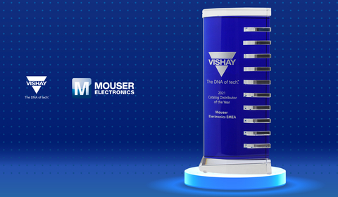 Vishay named Mouser EMEA the 2021 EMEA Catalog (High Service) Distributor of the Year. (Photo: Business Wire)