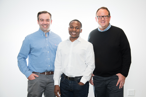 David Coppins, the CEO of IntelyCare (right) cofounded the company with Ike Nnah, chief technical officer (middle), and Chris Caulfield, chief nursing officer (left). (Photo: Business Wire)
