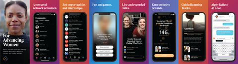 Original learning, interviews and stories, games, events, networking, rewards, and jobs all in one beautiful app. Plus, patent-pending technology to strengthen and improve gendered communication. (Graphic: Business Wire)
