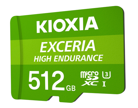 The new KIOXIA EXCERIA HIGH ENDURANCE 512GB microSD card supports the UHS Speed Class 3 and Video Speed Class 30 specifications, making it suitable for 4K video recording. (Graphic: Business Wire)