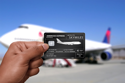 The limited-edition Boeing 747 card design for Delta SkyMiles® Reserve Business American Express Card Members (Photo: Business Wire)