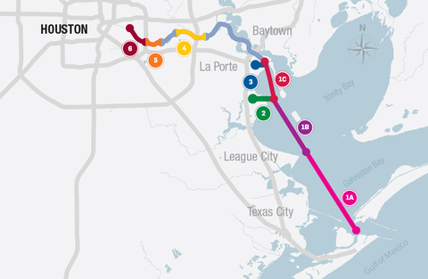Houston Ship Channel Expansion Program - Project 11 segment map. (Graphic: Business Wire)