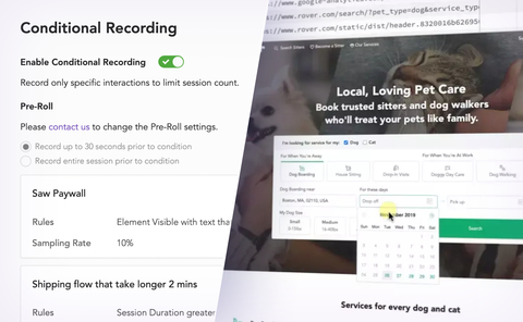 Conditional Recording uses rules to allow LogRocket customers to never miss valuable user sessions, without the costs associated with capturing every session. (Graphic: Business Wire)