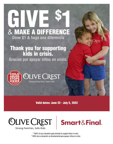 Smart & Final Charitable Foundation hosts annual fundraising campaign to support Olive Crest and their Child Abuse Stops Here Network, June 22 - July 5. (Graphic: Business Wire)