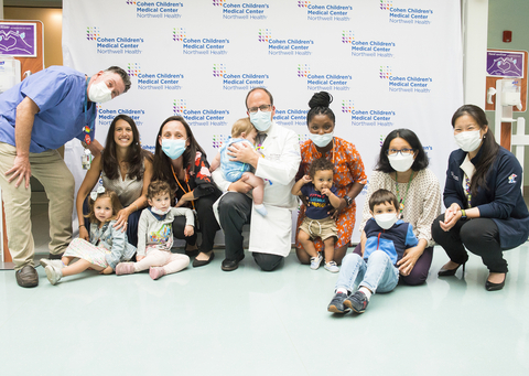 Dr. Sophia Jan (far right), chief of general pediatrics, offered children ages six months to five years the first dose of the latest COVID-19 vaccines from Pfizer and Moderna at Cohen Children’s Medical Center. Credit Northwell Health.