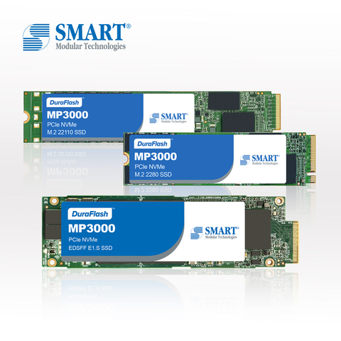 SMART Modular introduces the MP3000 family of PCIe NVMe drives in M.2 2280, M.2 22110, and EDSFF E1.S form factors available in both industrial and commercial temperature grades. (Photo: Business Wire)