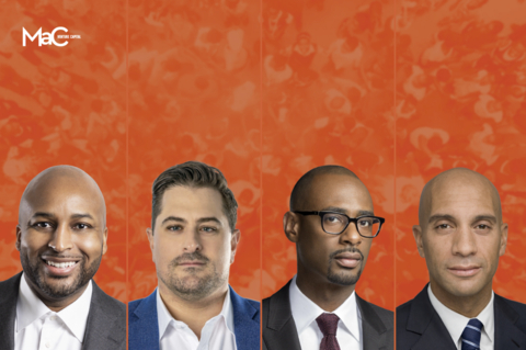 MaC Venture Capital team, from left to right: Marlon Nichols, Managing General Partner; Michael Palank, General Partner; Charles D. King, General Partner; and Adrian Fenty, Managing General Partner. (Graphic: Business Wire)