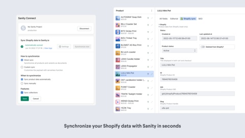 Synchronize your Shopify data with Sanity in seconds (Graphic: Business Wire)