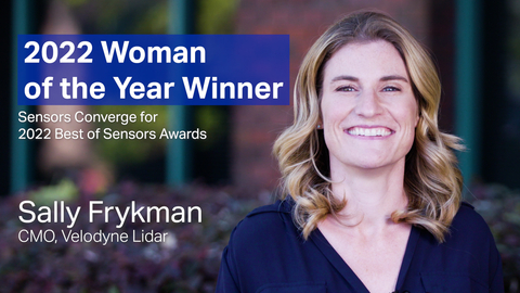 original Sally Frykman, Chief Marketing Officer (CMO) at Velodyne Lidar, won the 2022 Woman of the Year award from Sensors Converge and Fierce Electronics. (Graphic: Velodyne Lidar)