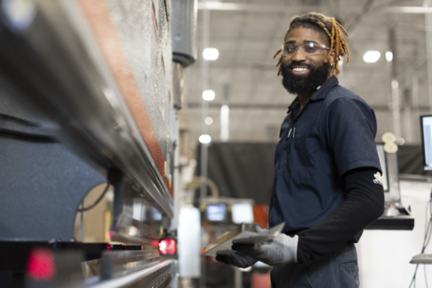 An employee working at the Trane Technologies manufacturing facility in Columbia, South Carolina. (Photo: Business Wire)