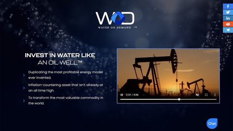 OriginClear Inc., the Clean Water Innovation Hub™, announced the launch of its $300 Million offering on behalf of its wholly-owned subsidiary, Water on Demand, Inc., on the crowdfunding site Manhattan Street Capital. The company, which presented Water on Demand to family offices for the first time at Prestel Family Office Forum Conference in London last week, believes that the Water On Demand (WOD) program is the first organized program to enable investment in “Water Like An Oil Well™.” (Image - OriginClear)