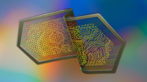 Rendering of the Canaery neural interface, which is thinner than a piece of tissue paper and a quarter the size of a US postage stamp. (Graphic: Canaery)