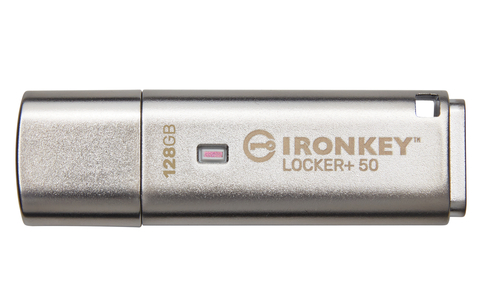 Kingston IronKey Locker+ 50 encrypted USB flash drive with automatic USBtoCloud backup. (Photo: Business Wire)