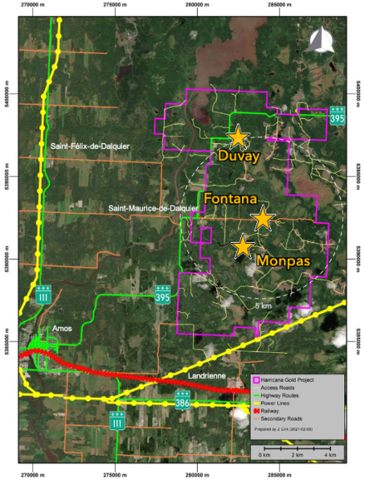Figure 2 - Harricana Project has excellent access and proximity to existing infrastructure (Graphic: Business Wire)