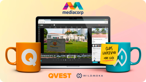 Wildmoka and implementation partner Qvest, have equipped Mediacorp, the national media network in Singapore, with a new, cloud-based tool for real-time clipping and distribution to support digital broadcast operations. (Graphic: Business Wire)