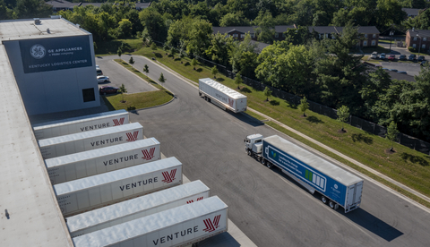 GE Appliances adds fleet of electric trucks furthering its commitment to more sustainable operations in Kentucky, Tennessee and Georgia. The trucks from Einride will operate on high-frequency routes in the company’s U.S. supply chain. (Photo: GE Appliances, a Haier company)